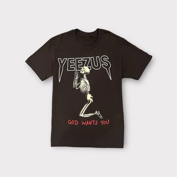 Yeezus God Wants You Praying Skeleton Black T-shirt Large - Picture 1 of 4